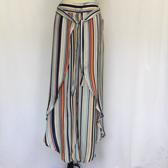 New Look Pants - New Look Striped Tulip Hem Wrap Pants